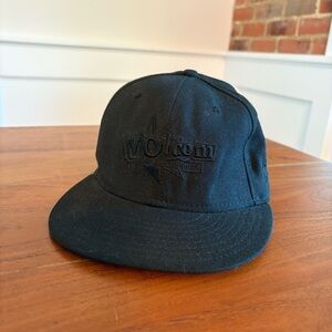 Volcom Men's 59Fifty Fitted Baseball Skater Cap Black Embroidered 3D Logo Hat
